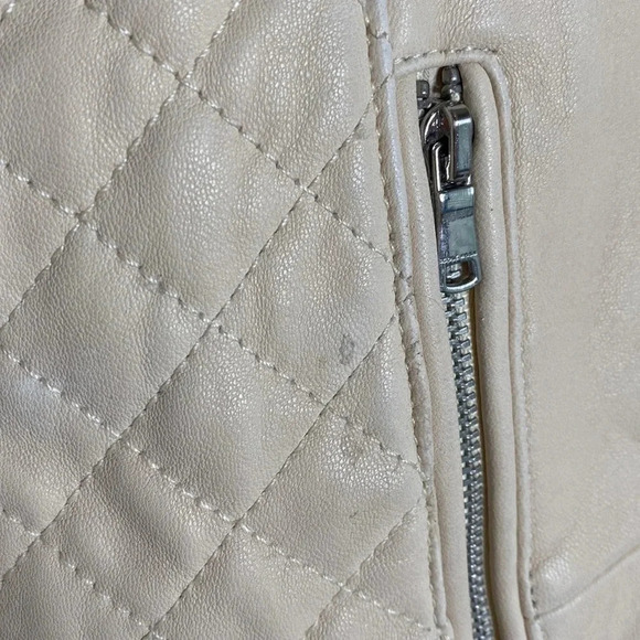 COLE HAAN Women's Jewel Neck Quilted Leather Jacket - Picture 4 of 14